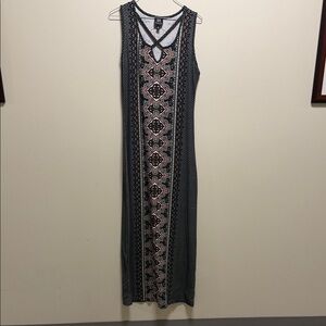 Derek Heart Black and Pink Geometric Maxi Dress